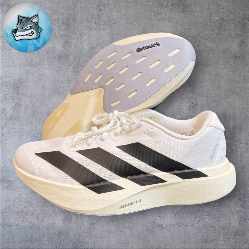 adidas Adizero Evo SL White Black Running Shoes Youth Size 6.5 Wmn Sz 7.5 KI8482